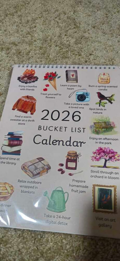 2026 Bucket List Spiral Calendar